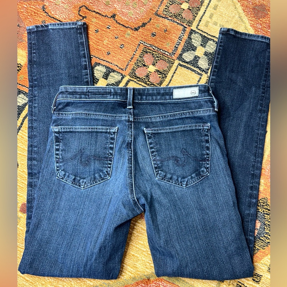 AG Adriano Goldschmied Contour 360 The Prima Mid Rise Cigarette Blue Denim 25 R